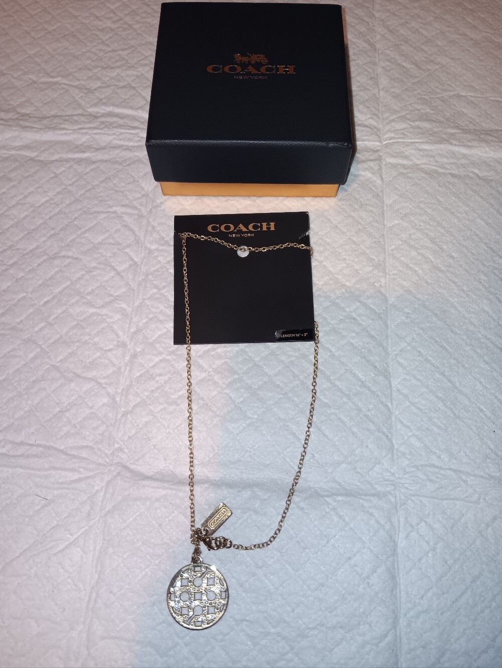 Coach Signature C Pave Rhinestone Necklace With Box